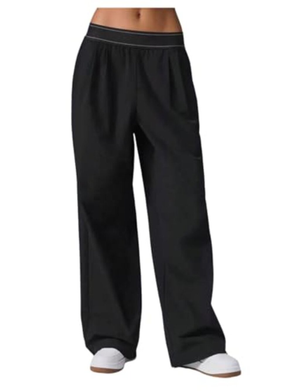 Lightweight Straight Leg Yoga Trousers with Pockets High Waist